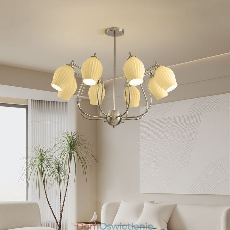 Nordic Wisząca Lampa Kreatywna Kute Żelazo Piasek Nikiel Kwiat Pręcik Sufitowa Lampa