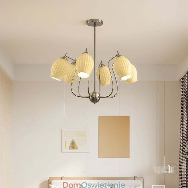 Nordic Wisząca Lampa Kreatywna Kute Żelazo Piasek Nikiel Kwiat Pręcik Sufitowa Lampa