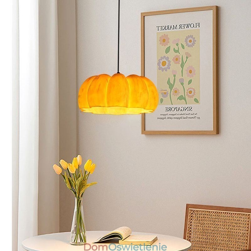 Pojedyncza głowica lampy wiszącej w kształcie dyni, japońska lampa sufitowa retro