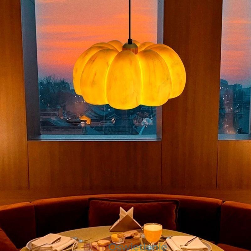 Pojedyncza głowica lampy wiszącej w kształcie dyni, japońska lampa sufitowa retro