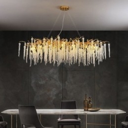 Nordic Wisząca Lampa Złota Gałąź G9 Szklany Żyrandol