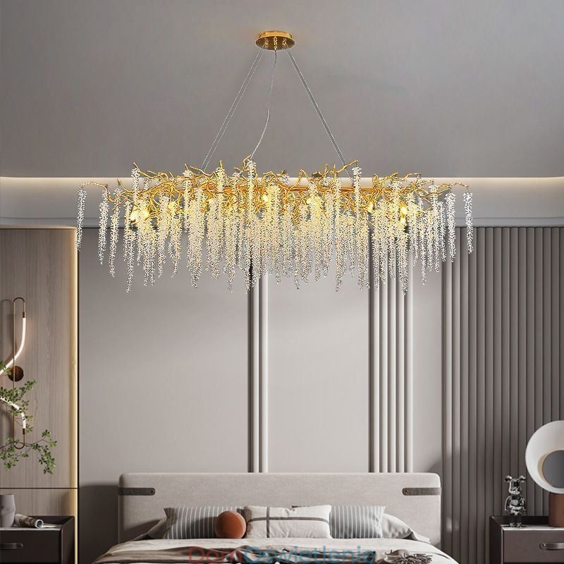 Nordic Wisząca Lampa Złota Gałąź G9 Szklany Żyrandol