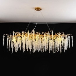 Nordic Wisząca Lampa Złota Gałąź G9 Szklany Żyrandol