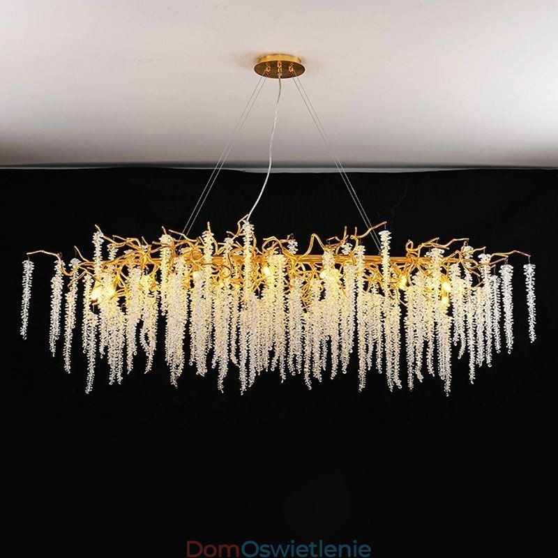 Nordic Wisząca Lampa Złota Gałąź G9 Szklany Żyrandol