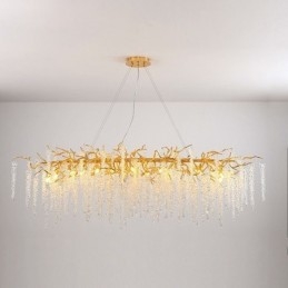Nordic Wisząca Lampa Złota Gałąź G9 Szklany Żyrandol