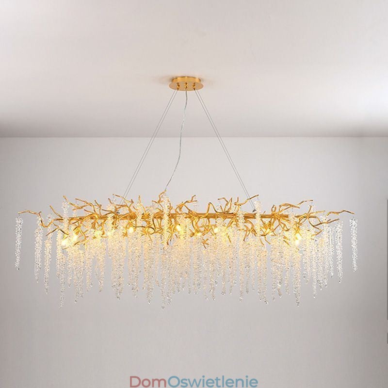 Nordic Wisząca Lampa Złota Gałąź G9 Szklany Żyrandol