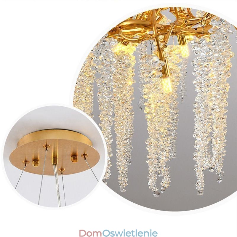 Nordic Wisząca Lampa Złota Gałąź G9 Szklany Żyrandol