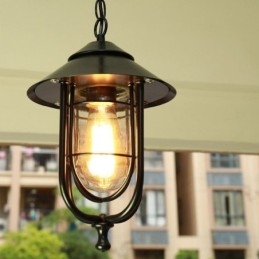 Amerykański retro zewnętrzny wodoodporny kształt klatki dla ptaków lampa wisząca ogród