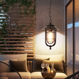 Amerykański retro zewnętrzny wodoodporny kształt klatki dla ptaków lampa wisząca ogród