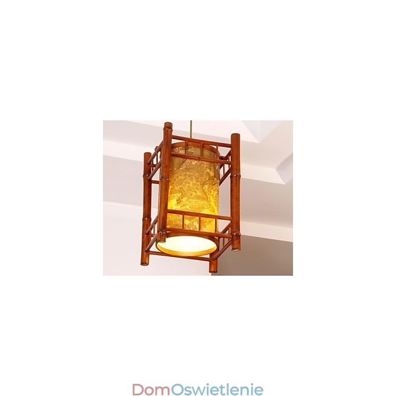 Retro Lampion Drewniany Żyrandol Bambusowy