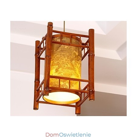 Retro Lampion Drewniany Żyrandol Bambusowy Retro Lampion Drewniany Żyrandol Bambusowy