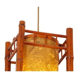 Retro Lampion Drewniany Żyrandol Bambusowy
