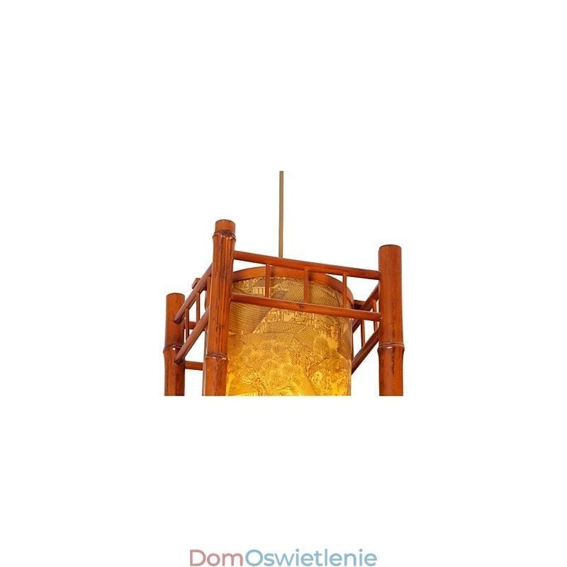 Retro Lampion Drewniany Żyrandol Bambusowy