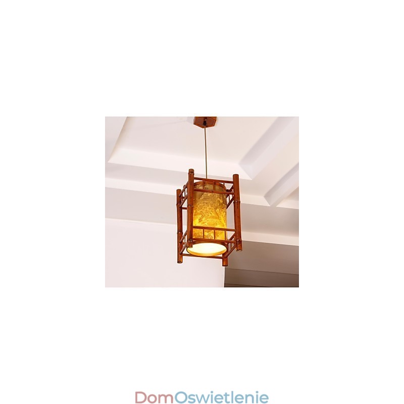 Retro Lampion Drewniany Żyrandol Bambusowy
