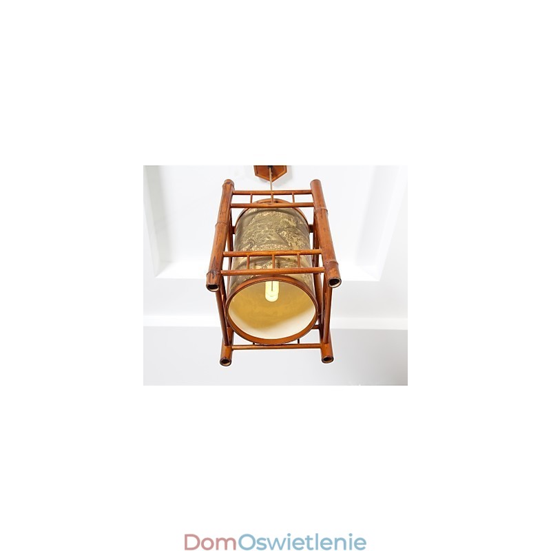 Retro Lampion Drewniany Żyrandol Bambusowy