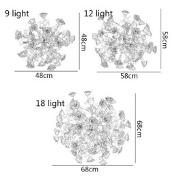 Luksusowa lampa wisząca Ceramiczny czerwony żyrandol kwiatowy