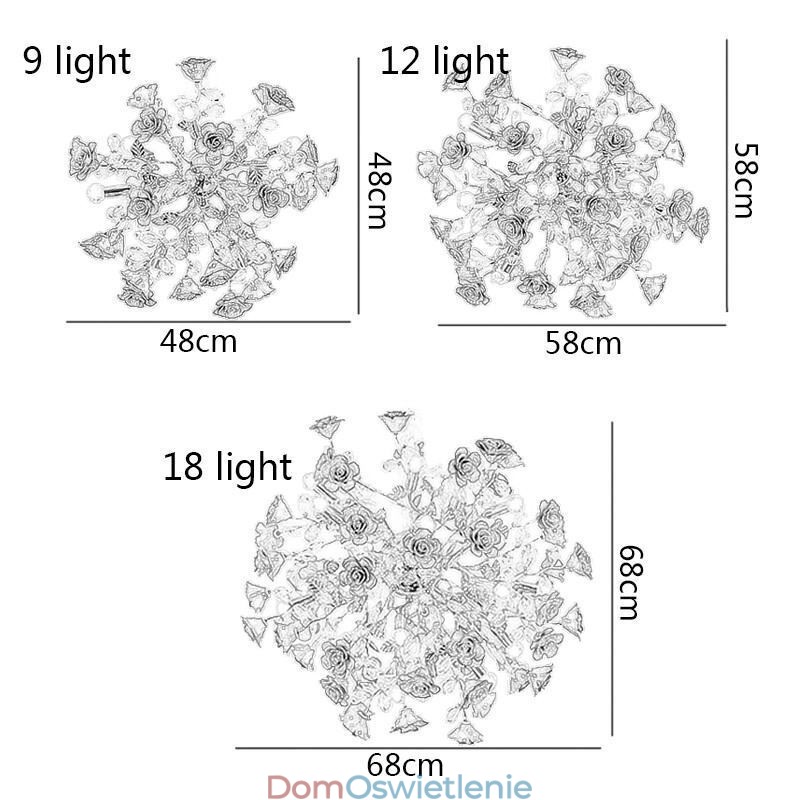 Luksusowa lampa wisząca Ceramiczny czerwony żyrandol kwiatowy