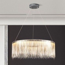 Luksusowa lampa wisząca z frędzlami, okrągły żyrandol