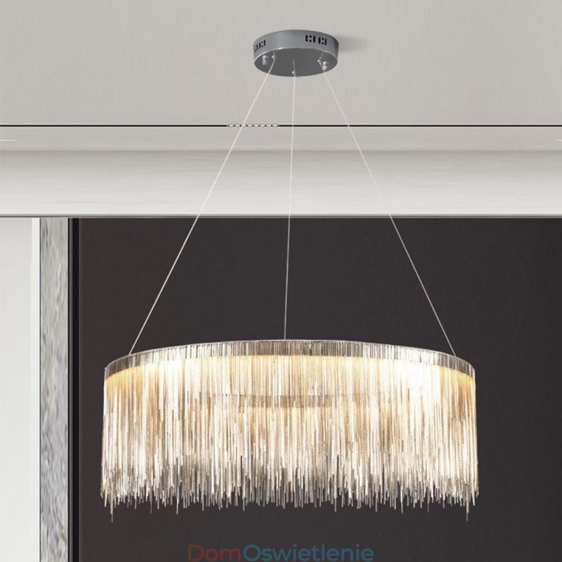 Luksusowa lampa wisząca z frędzlami, okrągły żyrandol