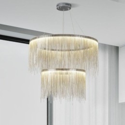 Luksusowa lampa wisząca z frędzlami, okrągły żyrandol
