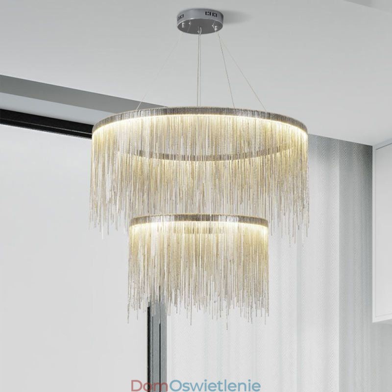 Luksusowa lampa wisząca z frędzlami, okrągły żyrandol