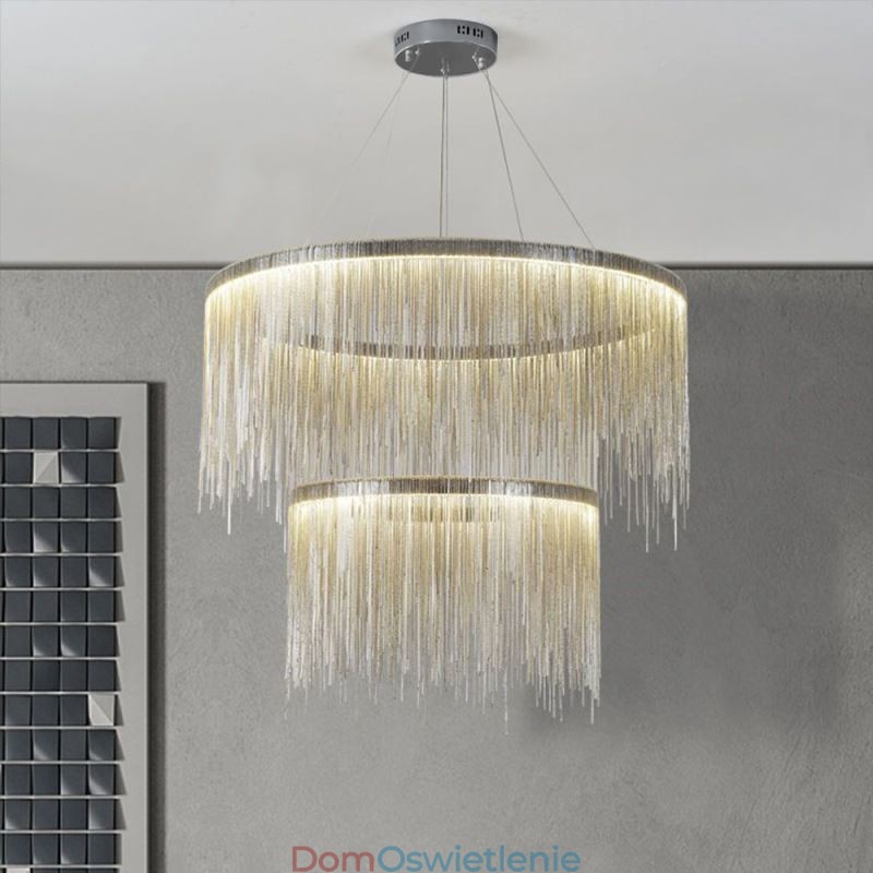 Luksusowa lampa wisząca z frędzlami, okrągły żyrandol