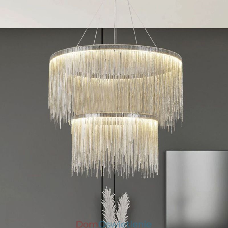 Luksusowa lampa wisząca z frędzlami, okrągły żyrandol