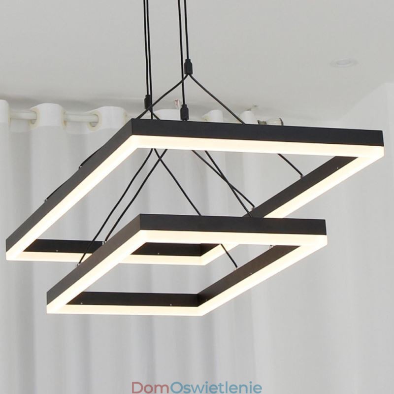 Nowoczesna lampa wisząca w ramie akrylowej w kolorze czarnym