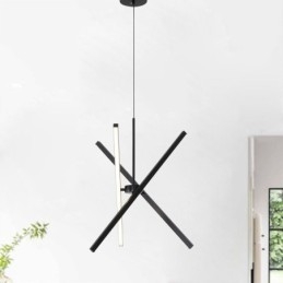 Nowoczesna lampa wisząca, ściemniana, czarna lampa paskowa