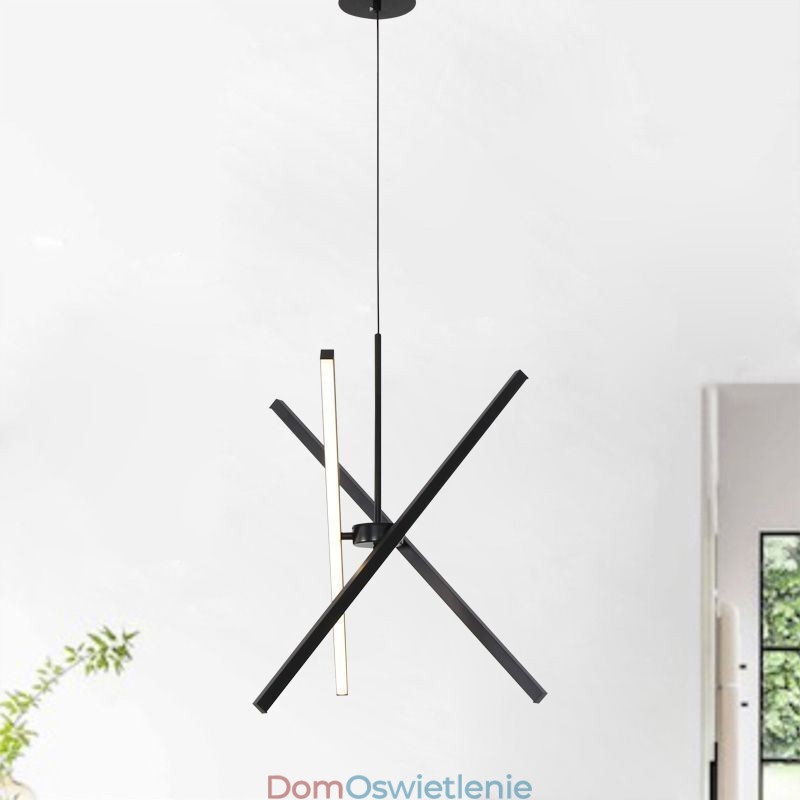 Nowoczesna lampa wisząca, ściemniana, czarna lampa paskowa