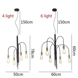 Nowoczesny żelazny żyrandol, prosta lampa wisząca z żelaza