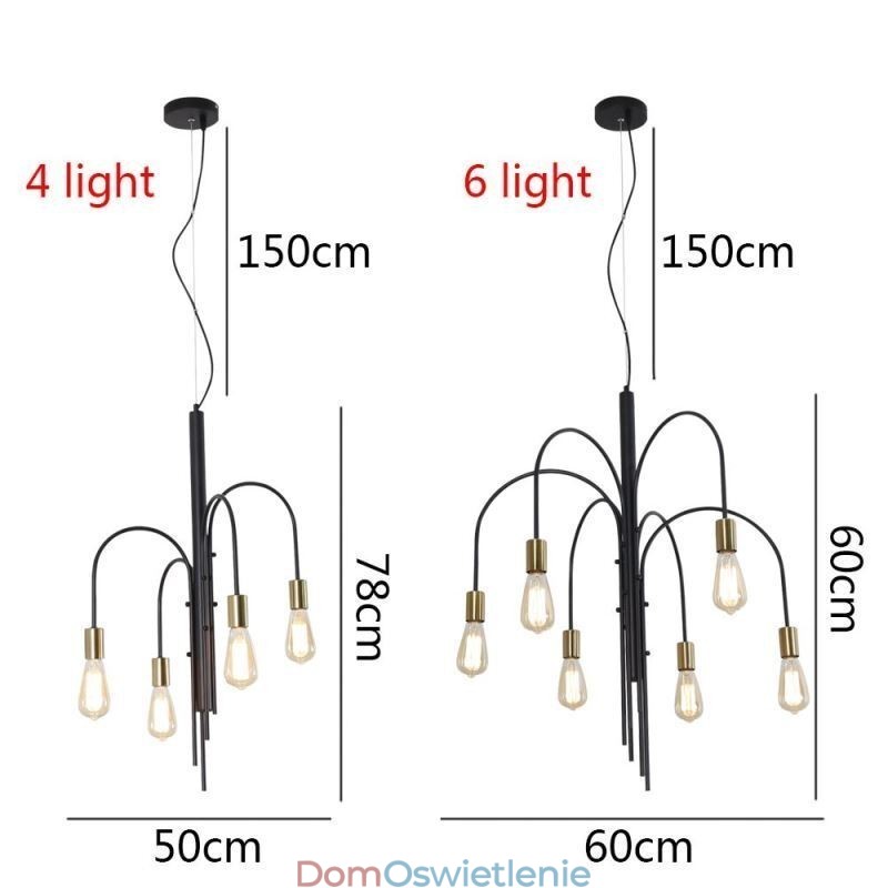 Nowoczesny żelazny żyrandol, prosta lampa wisząca z żelaza