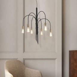 Nowoczesny żelazny żyrandol, prosta lampa wisząca z żelaza