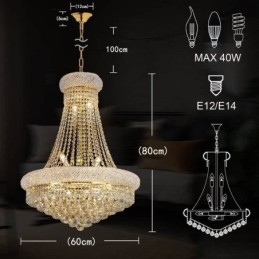 Żyrandol w kształcie korony Luksusowa lampa wisząca z kryształu