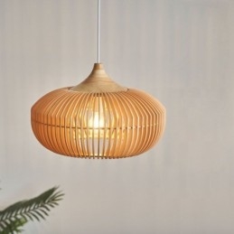 Drewniana rama wisząca lampa w kształcie dyni żyrandol