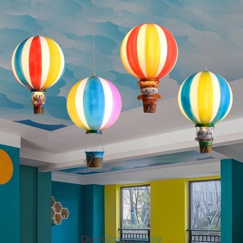 Kolorowa lampa wisząca z balonu na gorące powietrze, akrylowa dekoracja świetlna