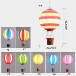 Kolorowa lampa wisząca z balonu na gorące powietrze, akrylowa dekoracja świetlna