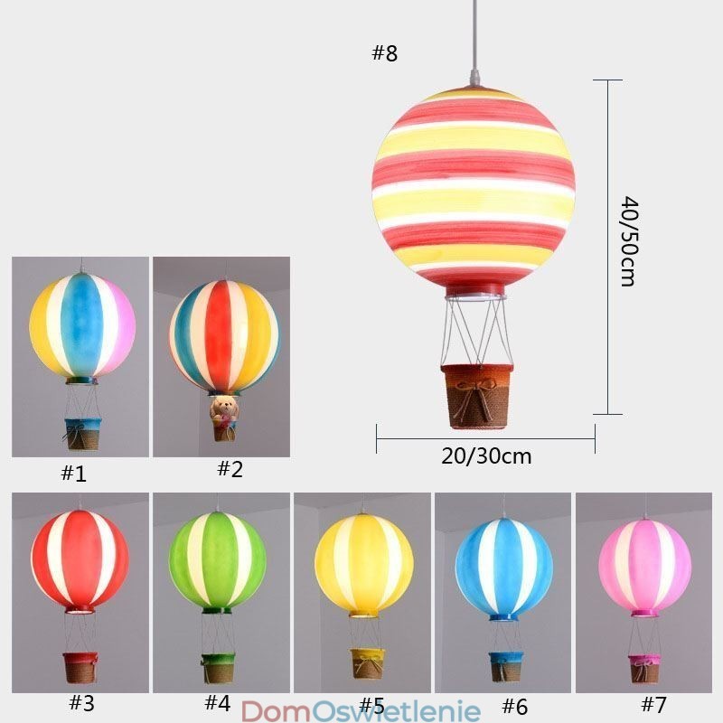 Kolorowa lampa wisząca z balonu na gorące powietrze, akrylowa dekoracja świetlna