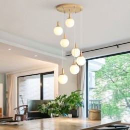 Japońska Drewniana Lampa Wisząca Nordic Glass Hanging Lamp