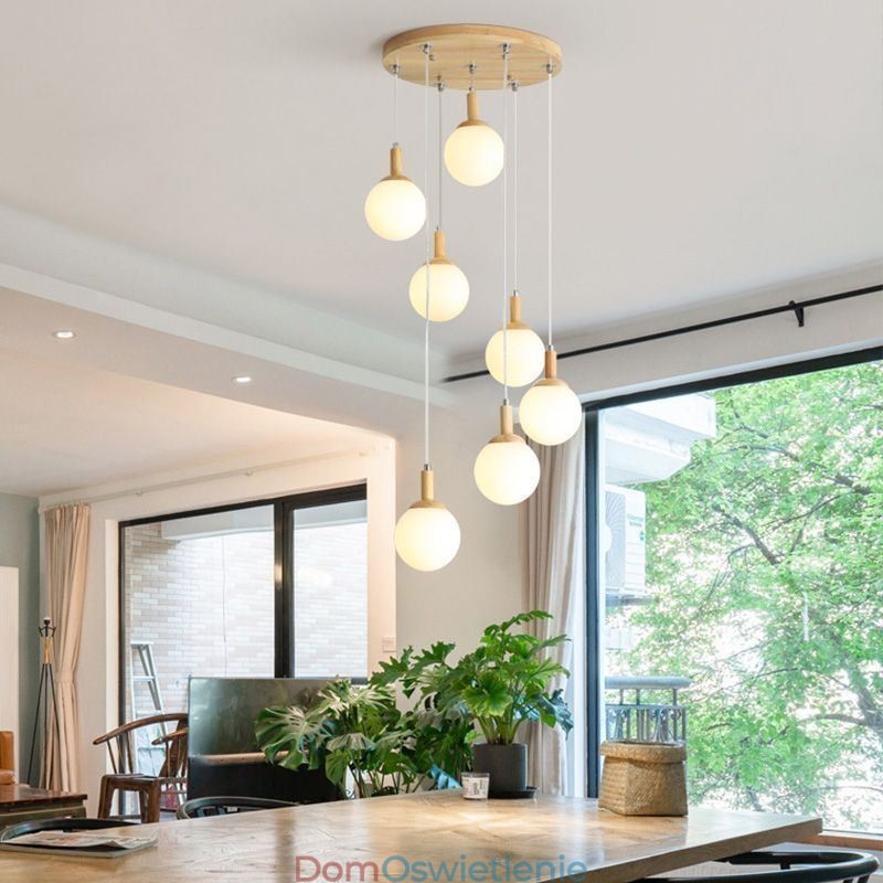 Japońska Drewniana Lampa Wisząca Nordic Glass Hanging Lamp
