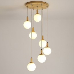 Japońska Drewniana Lampa Wisząca Nordic Glass Hanging Lamp