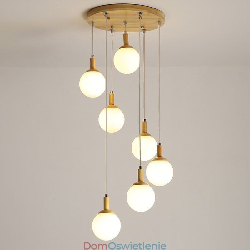 Japońska Drewniana Lampa Wisząca Nordic Glass Hanging Lamp