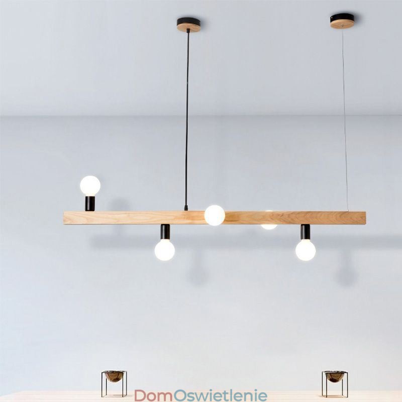 Japońska drewniana lampa wisząca Molecule Chandelier
