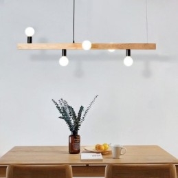 Japońska drewniana lampa wisząca Molecule Chandelier