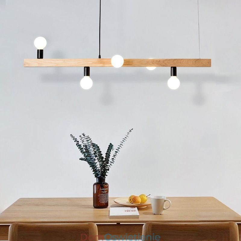 Japońska drewniana lampa wisząca Molecule Chandelier