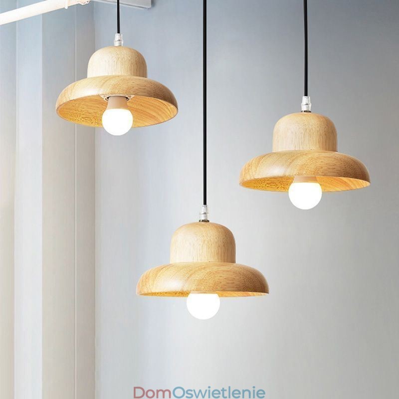 Japońska lampa wisząca z drewna, lampa wisząca w kształcie kapelusza