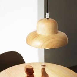 Japońska lampa wisząca z drewna, lampa wisząca w kształcie kapelusza