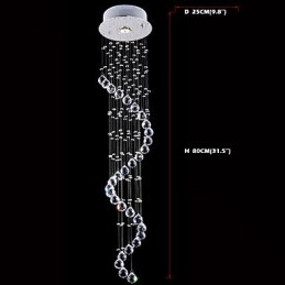 Kryształowa lampa wisząca żyrandol oświetlenie 1 światła srebrny Canpoy przezroczysty K9 kryształowe lampy sufitowe Helix H80CM