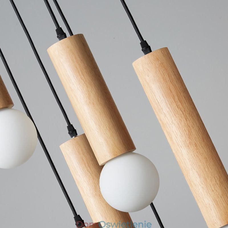 Japońska lampa wisząca z drewna 6 świateł wisząca lampa