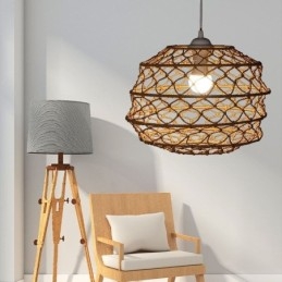 Nowoczesna duszpasterska lampa wisząca Kreatywna lampa wisząca z rattanu ze składanym kloszem